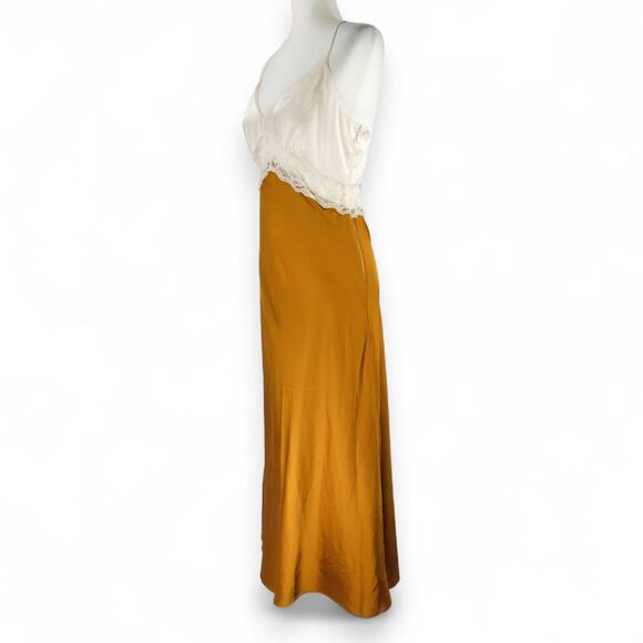 Abercrombie & Fitch A Line Maxi Dress Side Zip Lined Cream Amber Old Money M NWT - Picture 2 of 8